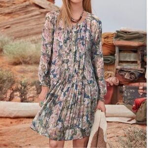 Sundance Province Rose Floral Silk Dress Sz Small Cottagecore Romantic Western